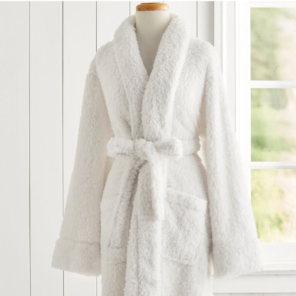 SOLD - Pottery Barn Teddy Bear Bath Robe - Ivory (M)